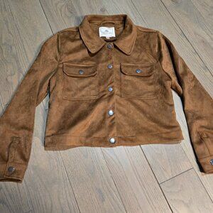 1 Sunset Lane Suede like Snap Jacket Brown Western Size L